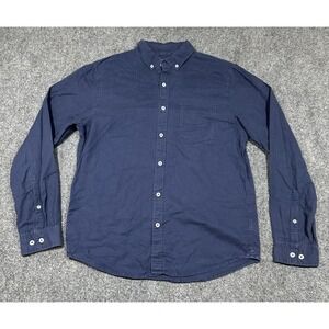Express‎ Shirt Mens Medium Navy Soft Wash Slim Fit Collared Button Down